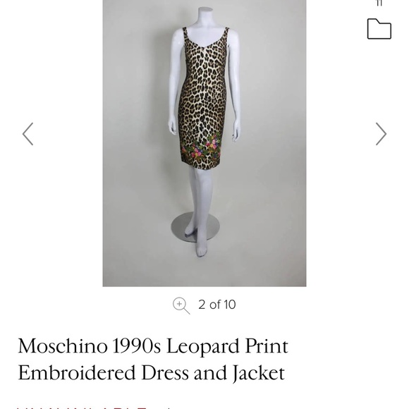 Moschino Vintage 1990s Leopard Print Embroidered Dress, size Small - Picture 9 of 11